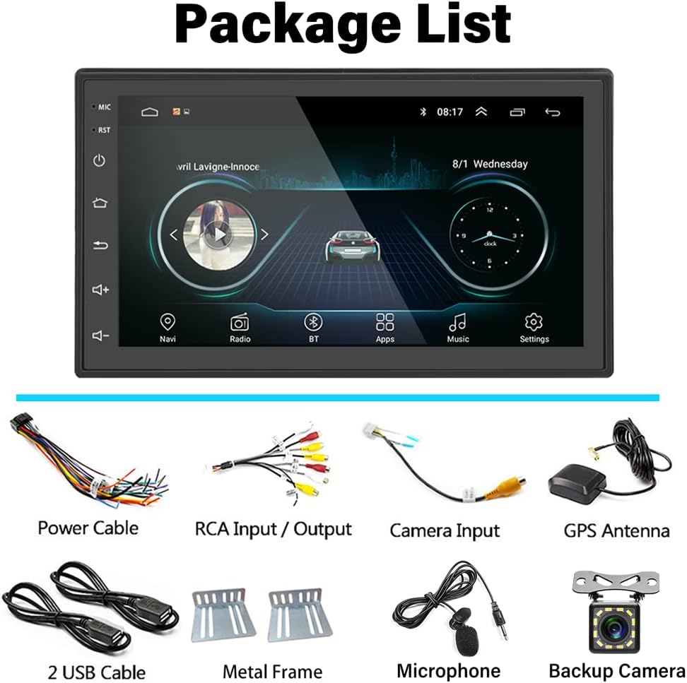 Double Din Car Radio with Navigation Touch Screen Bluetooth Backup Camera K34675