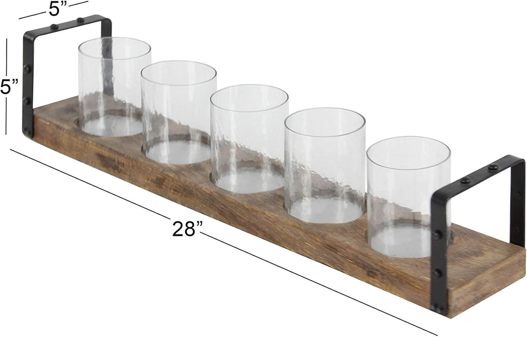 Wood Metal Glass Candle Holder 28 by 5-Inch X9174