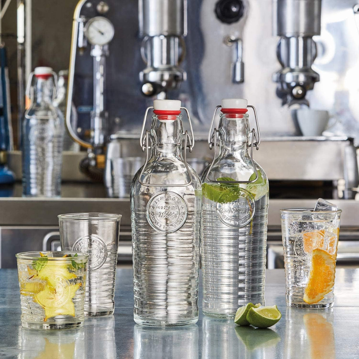 37.25oz Glass Water Bottle with Metal Clamp N345938