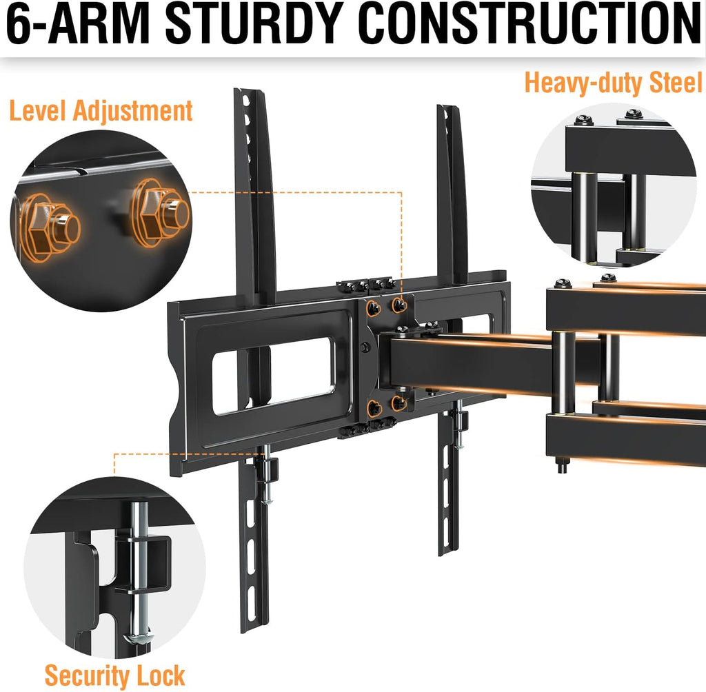TV Wall Mount for 37-75 Inch Flat Screen TVs, Swivel and Tilt Full Motion, Max VESA 600x400mm, 99 lbs, Pack of 2 L928195