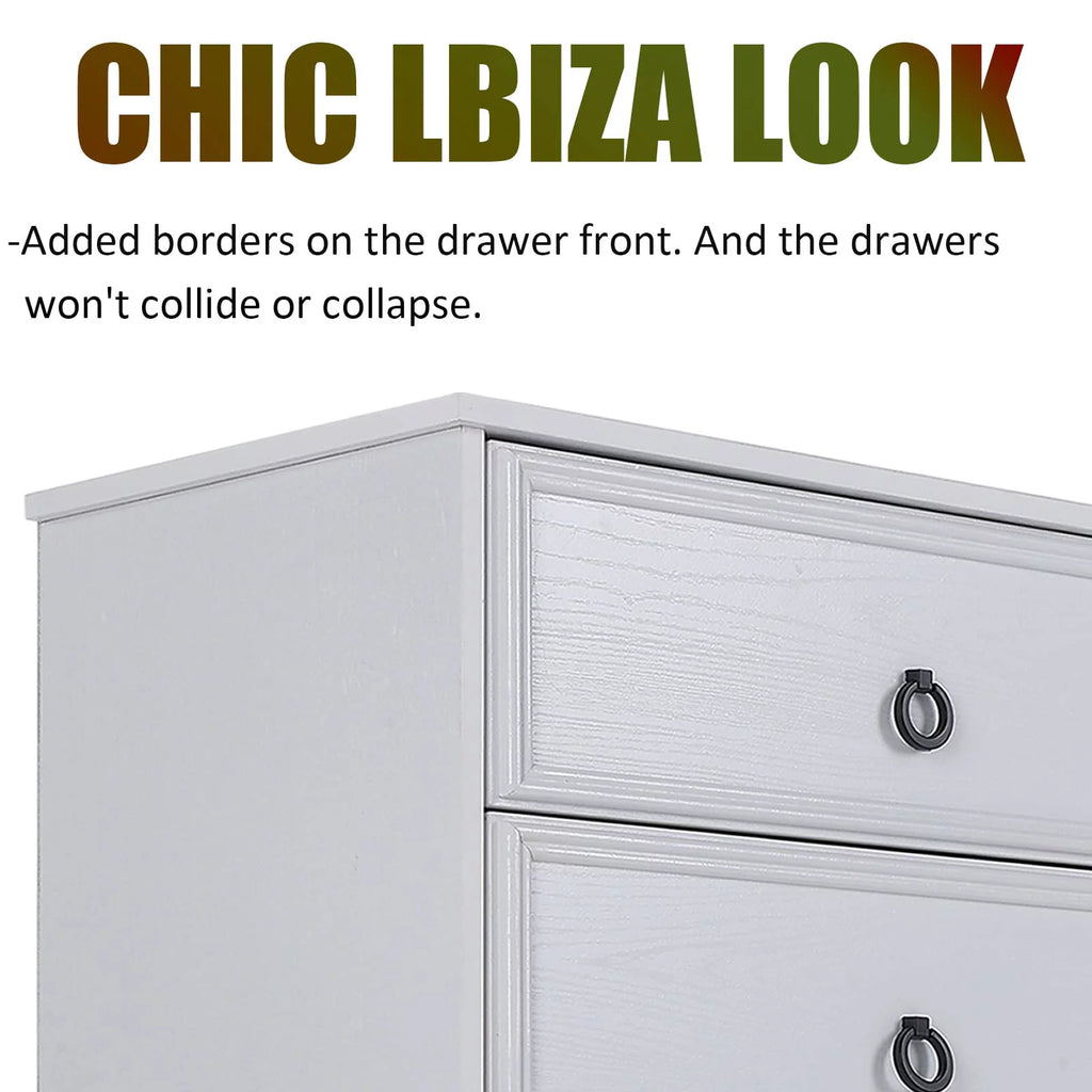 White 6 Drawer Wood Dresser G765438