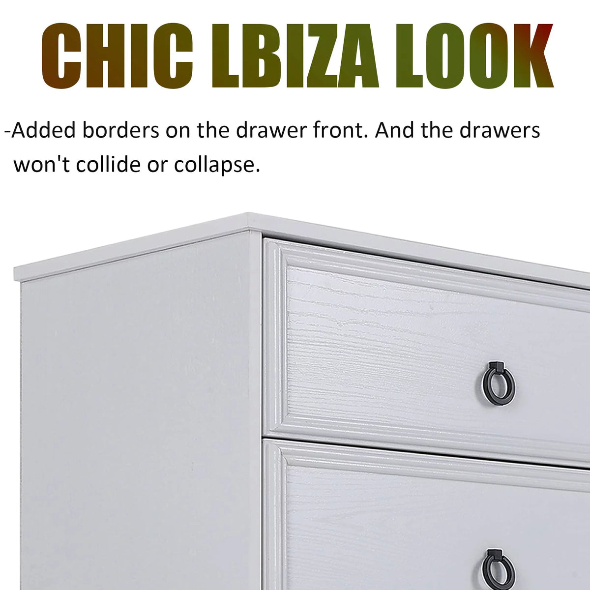 White 6 Drawer Wood Dresser G765438
