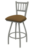 Swivel Counter Stool with Anodized Nickel Finish and Canter Saddle Seat K97775