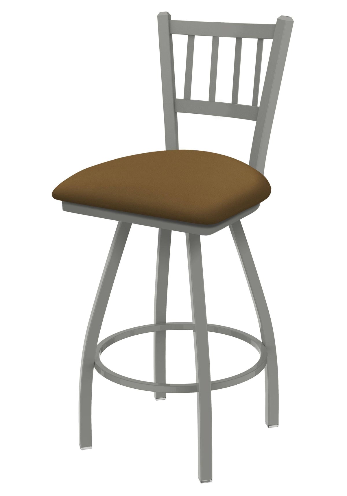 Swivel Counter Stool with Anodized Nickel Finish and Canter Saddle Seat K97775