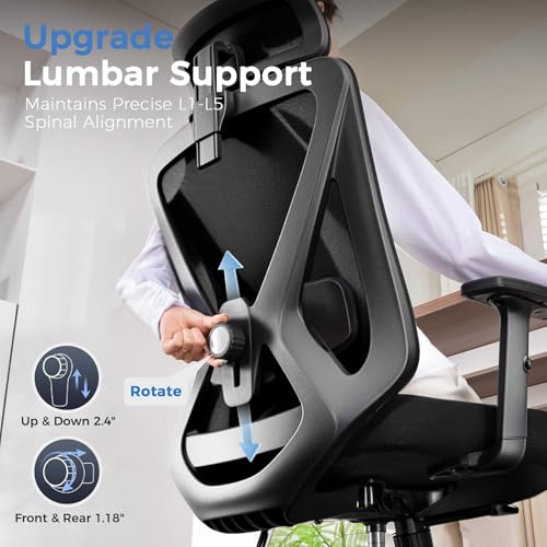 Black Ergonomic Mesh Gaming Chair with Headrest O660638