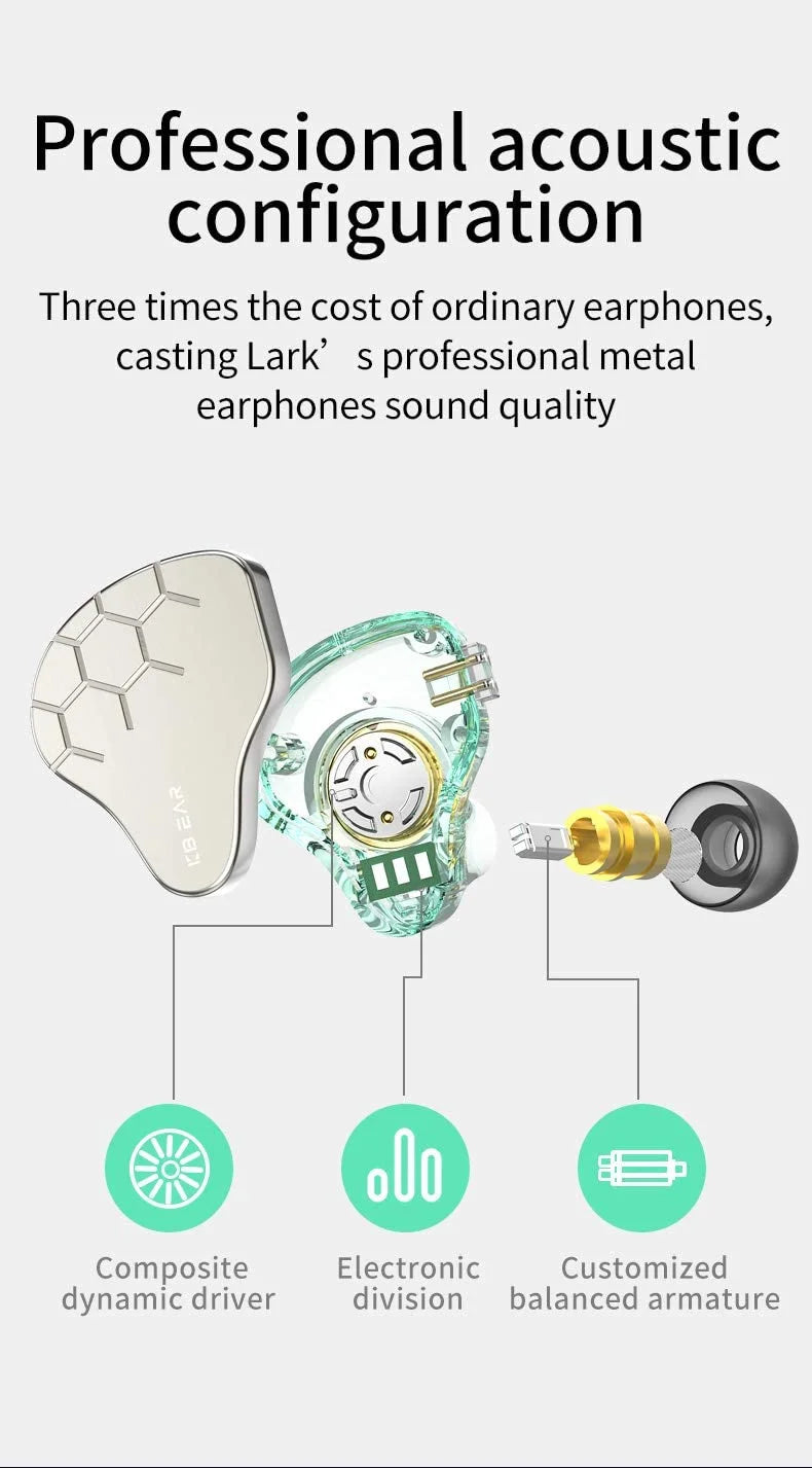 KBEAR Lark 1BA+1DD In Ear Monitor Wired Earphone A565