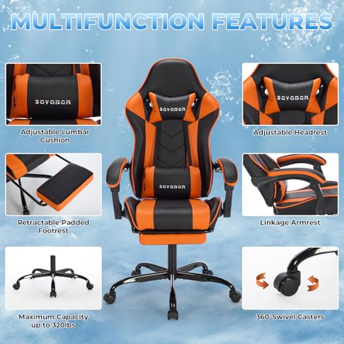 Ergonomic Gaming Chair with Footrest and Massage B864411