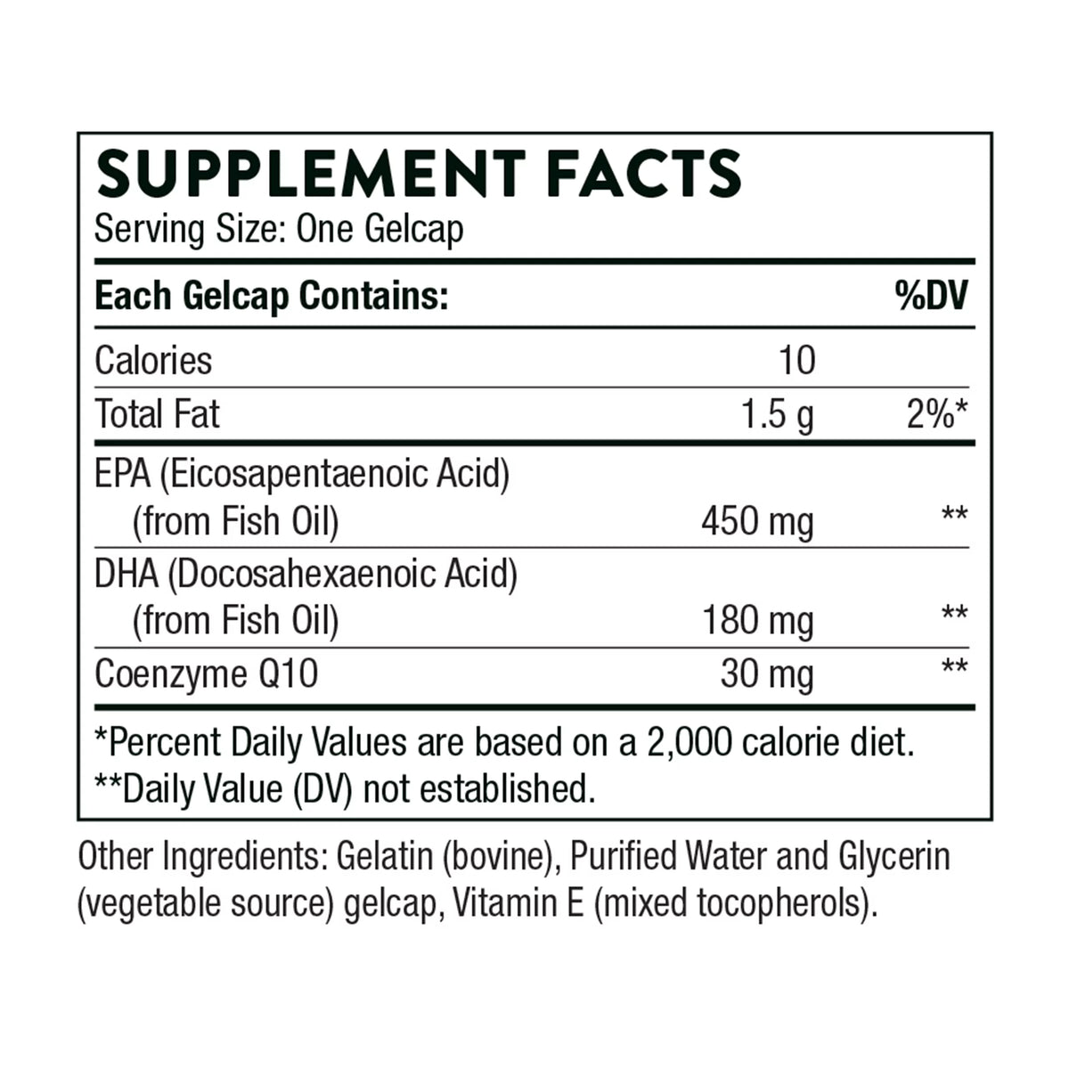 90 Gelcaps Omega-3 Fatty Acids Supplement with CoQ10 O1658