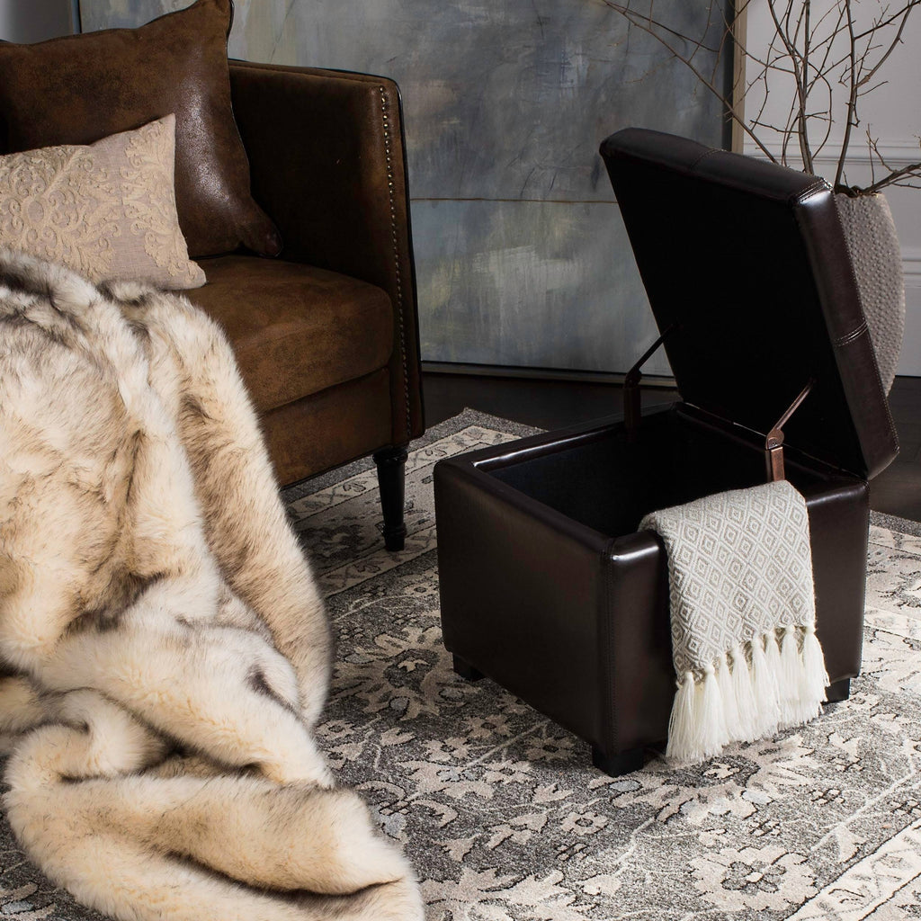 Brown Square Ottoman Q430