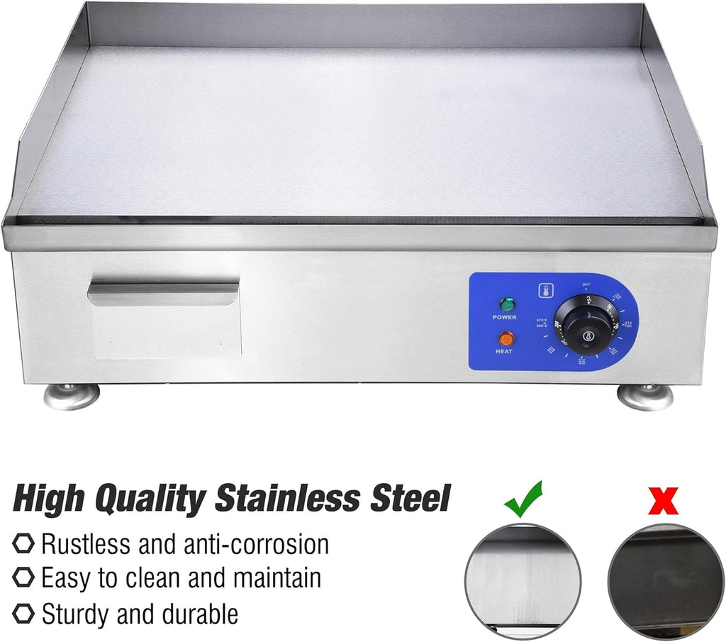24" 2500W Electric Countertop Griddle Stainless Steel H820