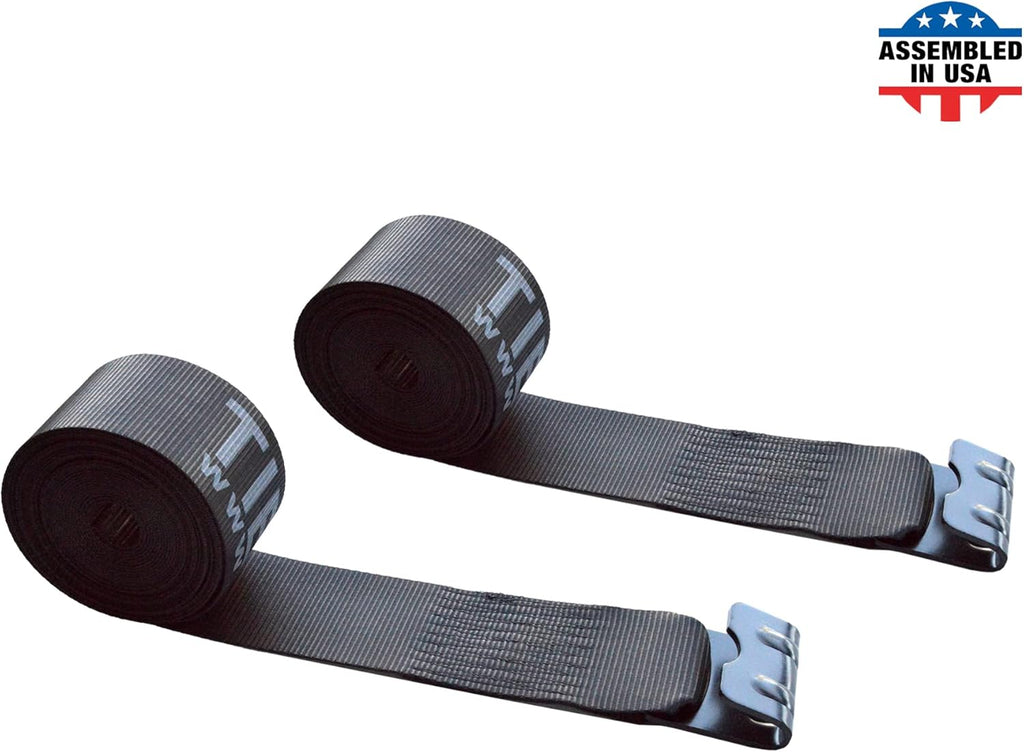 Green Tie Down Straps, Pack of 4, 4 x 60' Heavy Duty Winch Strap with Flat Hooks E20268