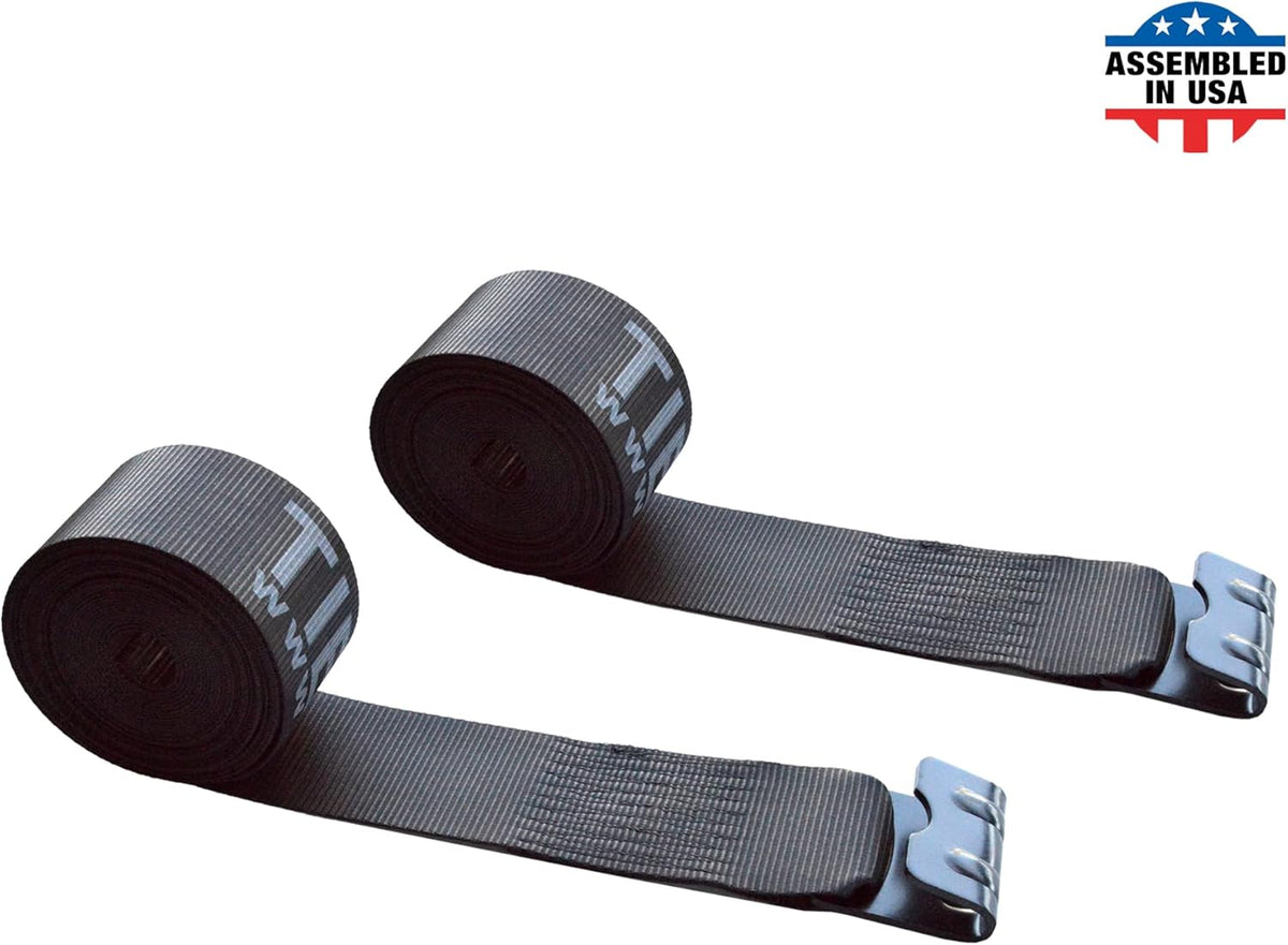 Green Tie Down Straps, Pack of 4, 4 x 60' Heavy Duty Winch Strap with Flat Hooks E20268