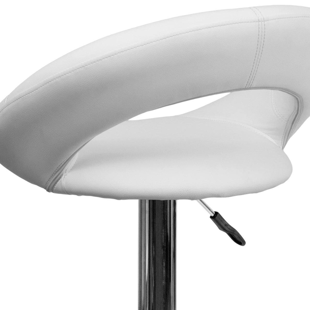 White Vinyl Adjustable Height Barstool with Chrome Base Q714
