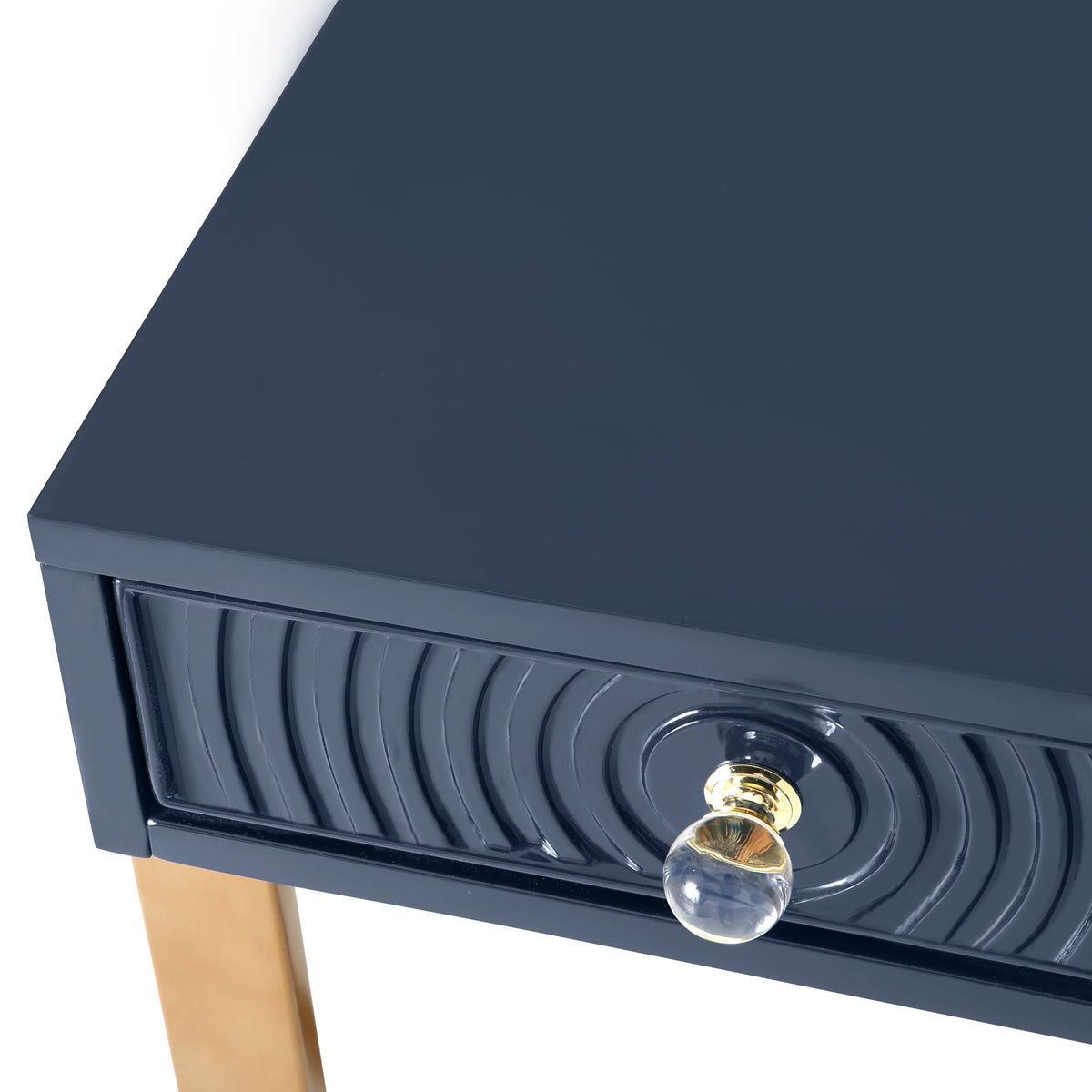 Blue Lacquer Office Desk With Gold Legs J150