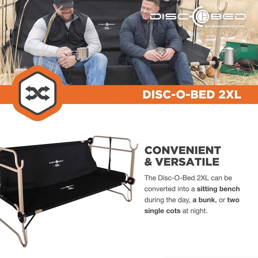 Black 2 Person Outdoor Convertible Bench Camping Cot G9410