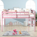 Twin Size Solid Wood Loft Bed Frame with Ladder and Safety Guardrail (White) B177