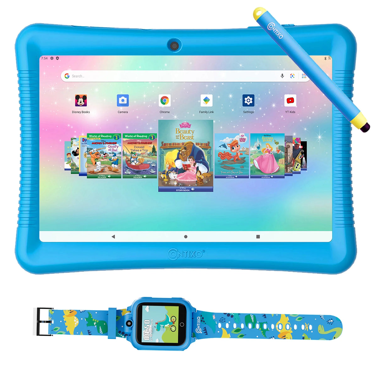 10" Android Kids Tablet and Smart Watch Bundle 64GB, Blue M3279