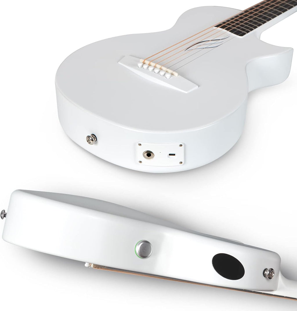 Carbon Fiber Acoustic Electric Guitar 35 Inch Starter Bundle Kit (White) T714