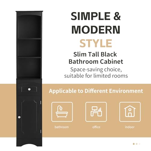 Grey Tall Bathroom Cabinet with Door and Adjustable Shelf B42036
