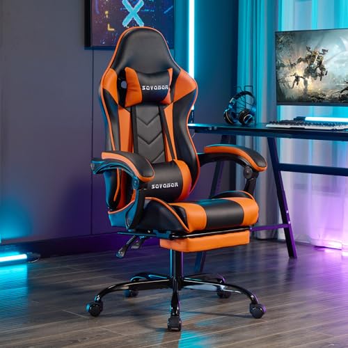 Ergonomic Gaming Chair with Footrest and Massage B864411