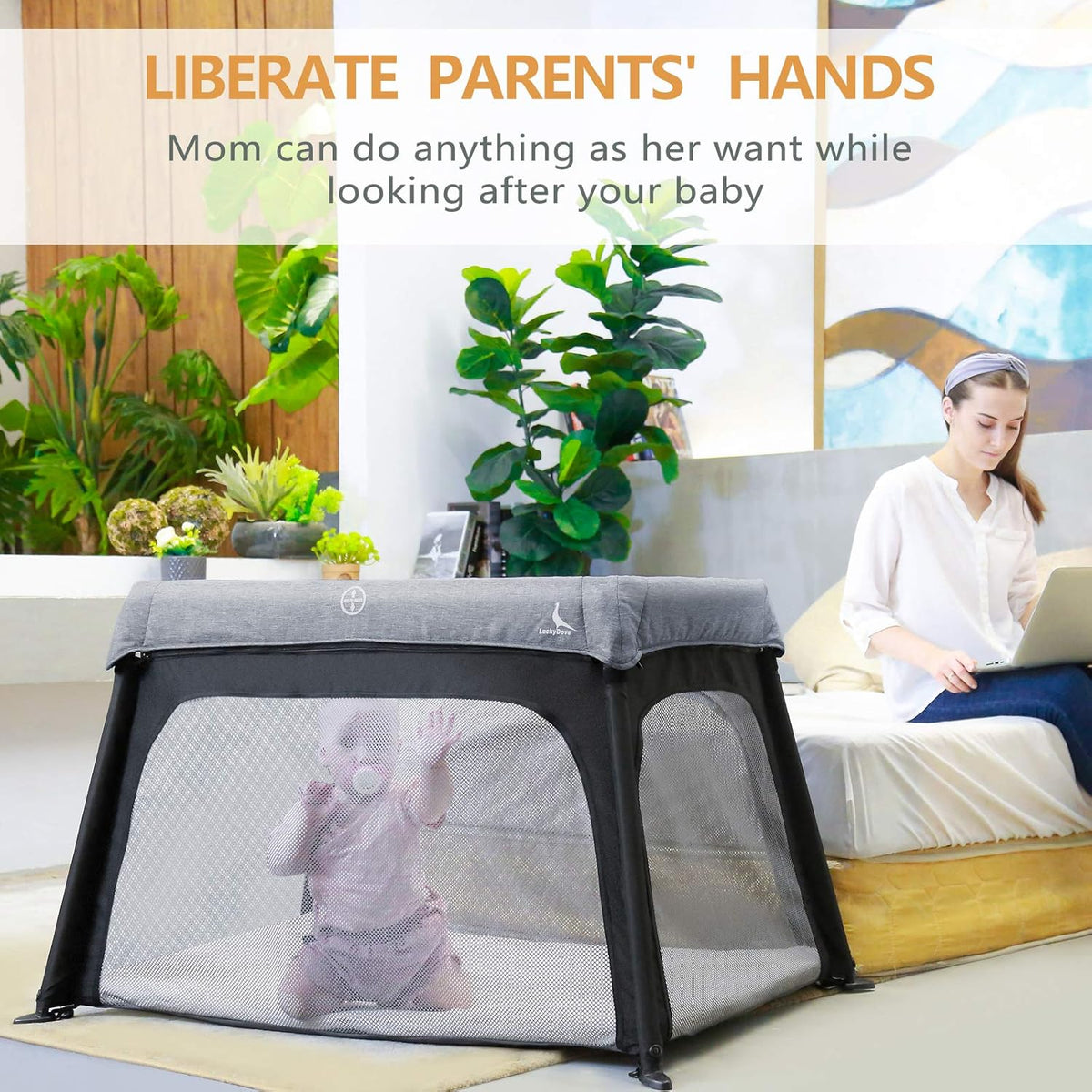 Portable Foldable Travel Crib with Carry Bag R1565