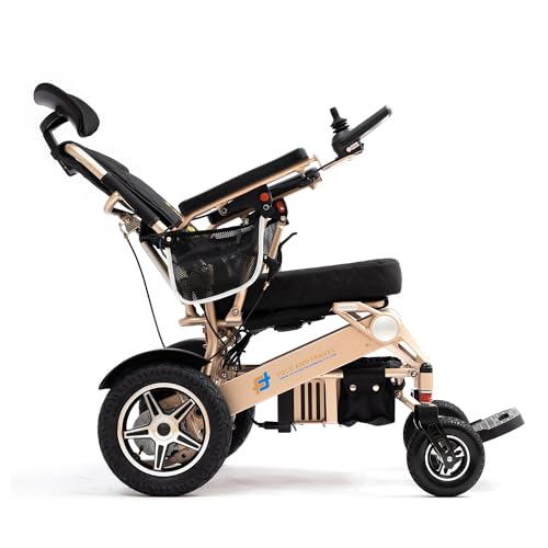 Lightweight Foldable Electric Wheelchair with Blue Seat Y3139