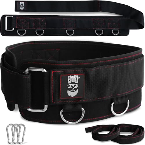 Belt for Cable Machine with 5 Attachment Points, 2 Straps (40” & 27”) and 3 Metal Snap Hooks P812