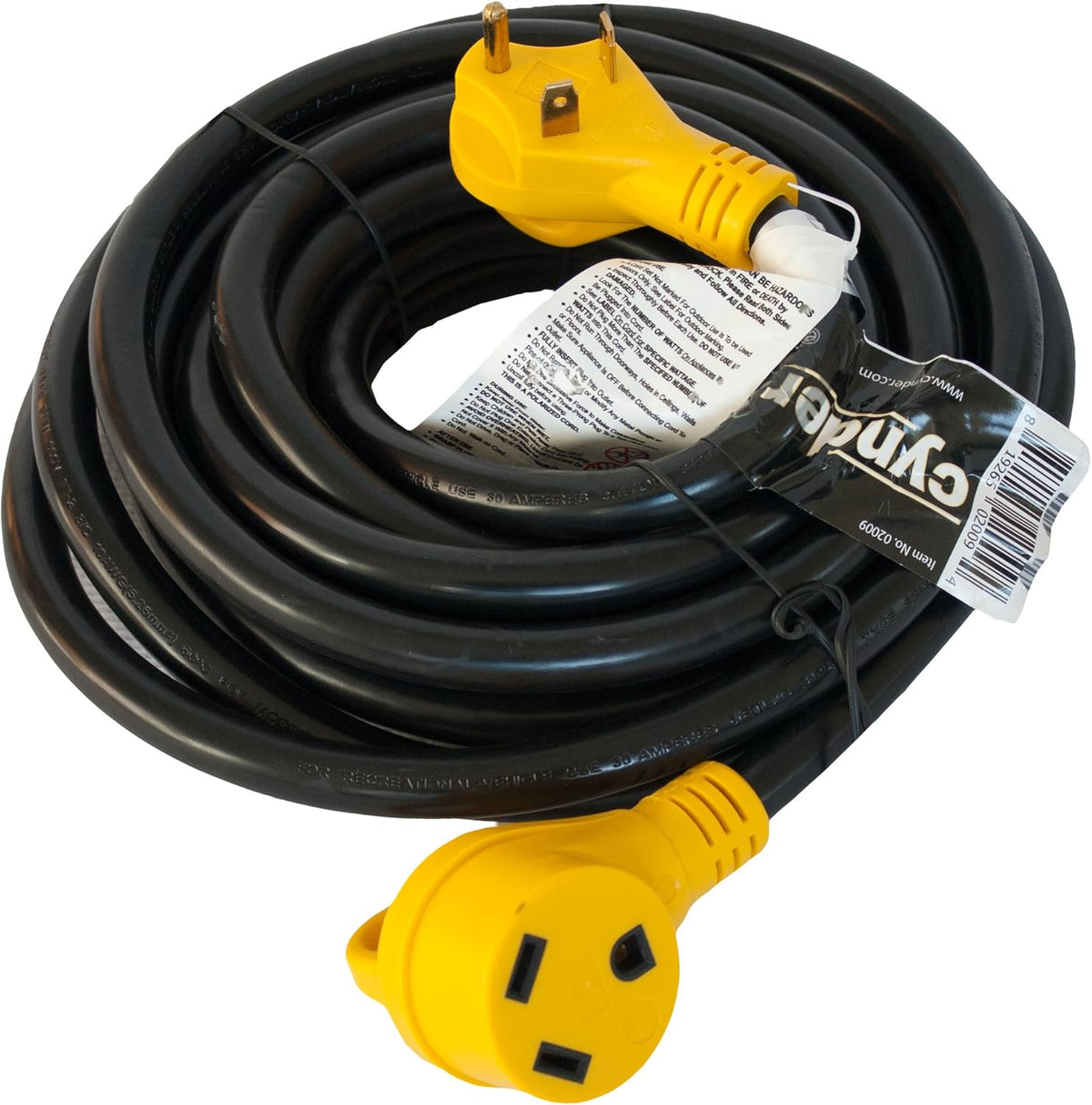 30 Amp RV Electrical Power Extension Cord 50 ft Yellow O4958