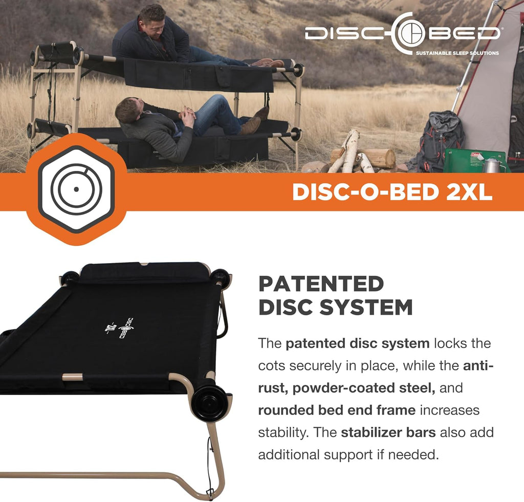 Black 2 Person Outdoor Convertible Bench Camping Cot G9410