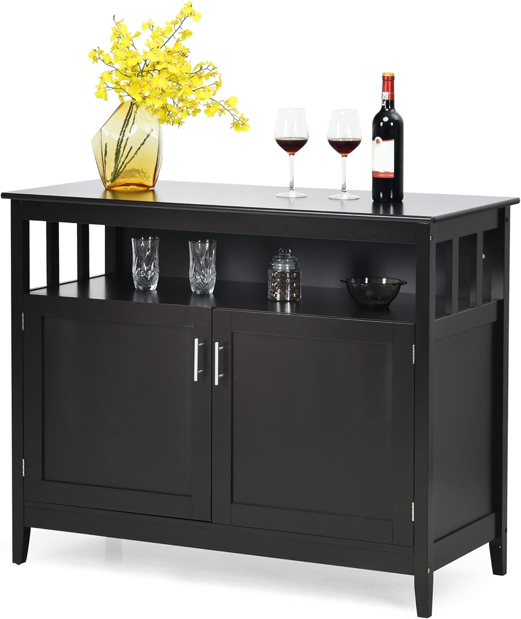 Black Freestanding Buffet Cabinet with Adjustable Shelf D286