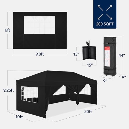10x20 Heavy Duty Waterproof Outdoor Canopy Tent with Sidewalls W895
