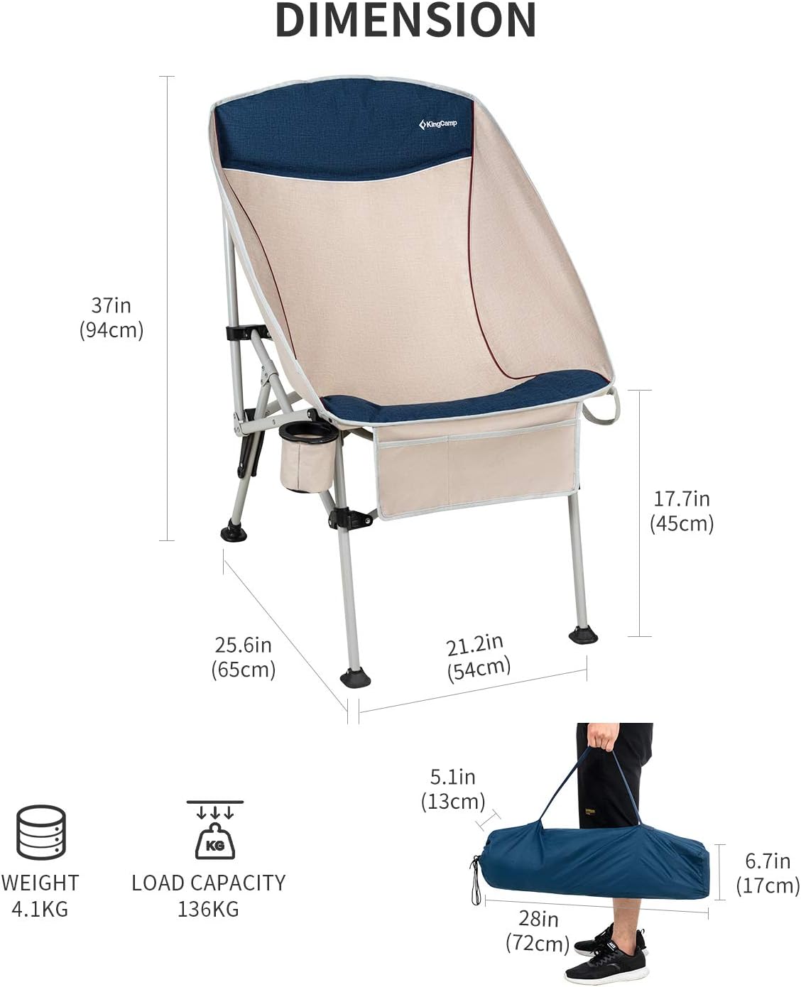 Folding Camping Chair with Cup Holder & Carry Bag H9688