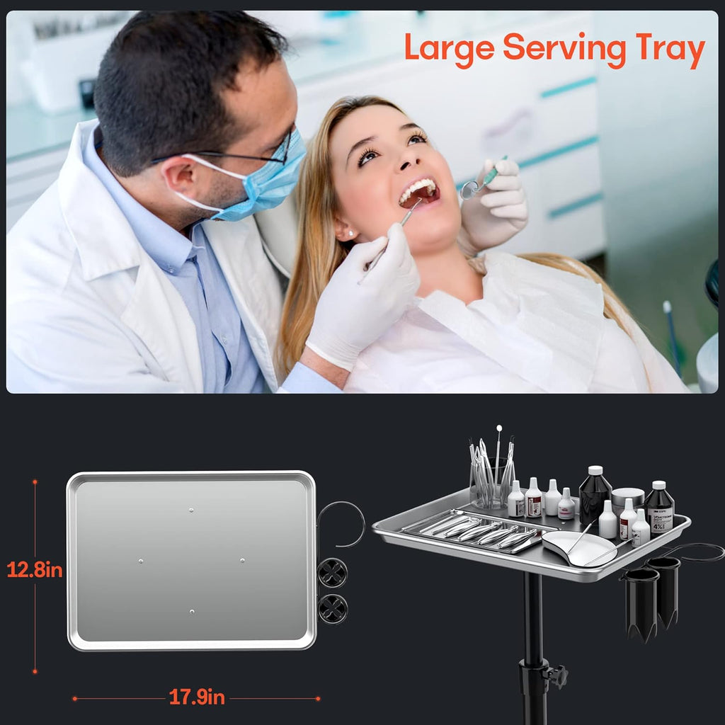 Adjustable Height Aluminum Salon Tray Cart with Accessory Caddy B18025
