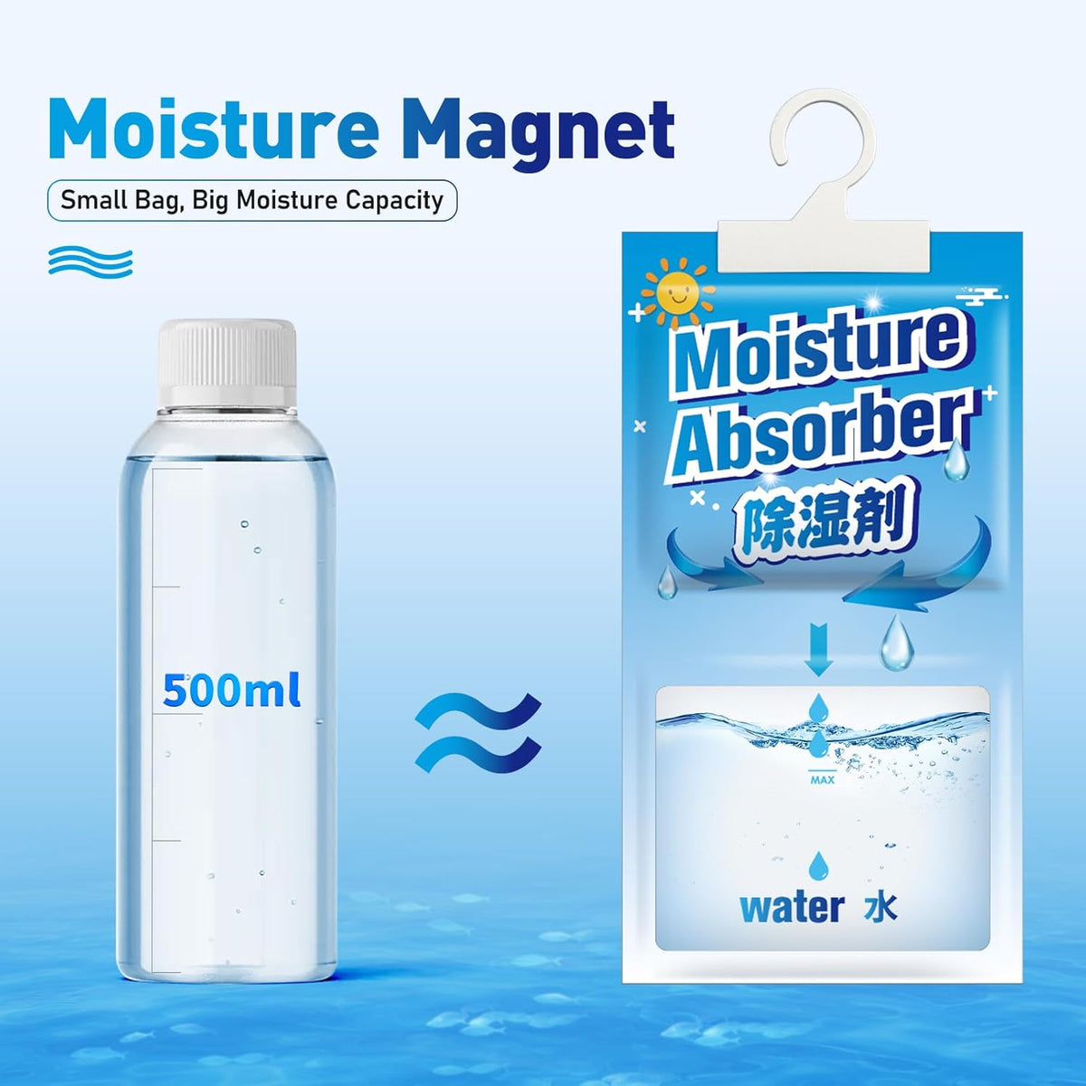 10 Packs Fragrance Free Moisture Absorber Packets, 500ml Each B858332