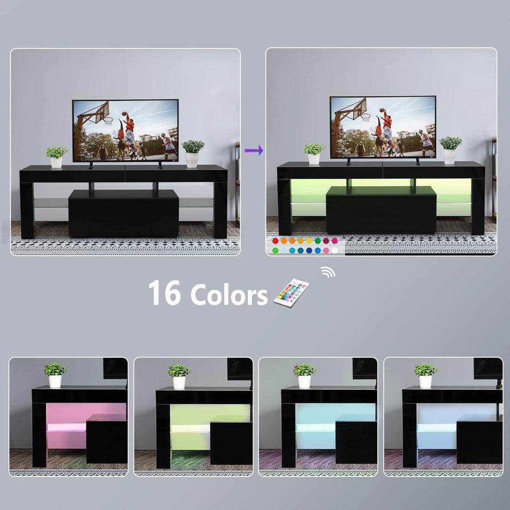Black LED TV Stand, 51'' x 14'' x 18'' I5718