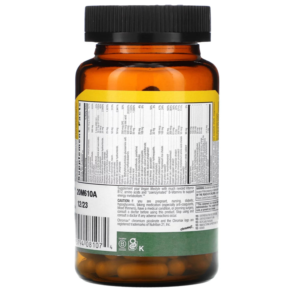 120 Vegan Capsules Multivitamin & Mineral Complex M498799