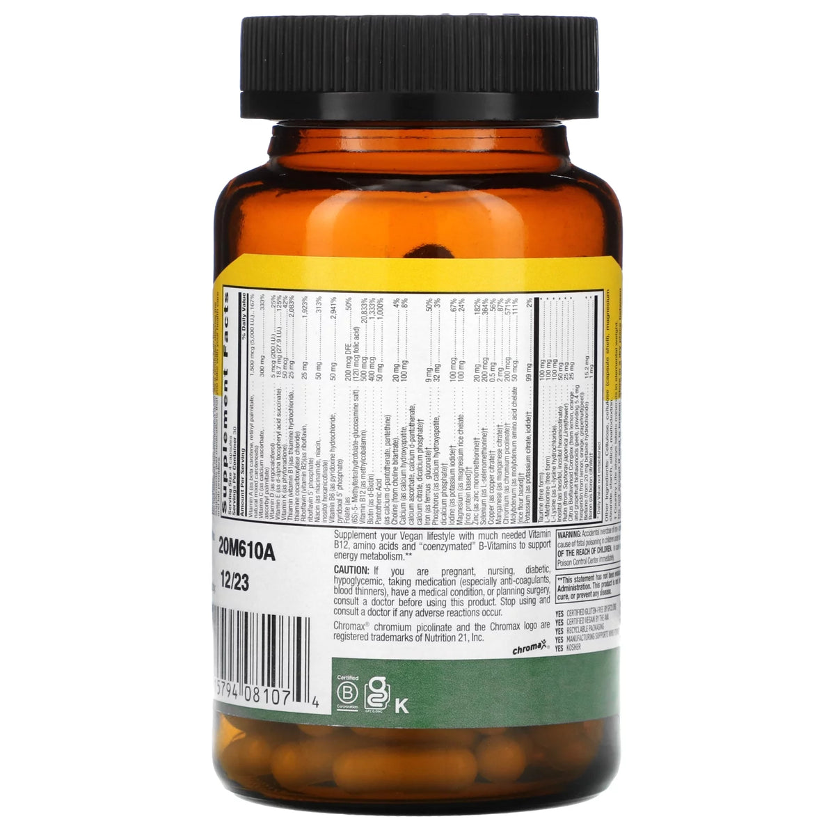 120 Vegan Capsules Multivitamin & Mineral Complex M498799