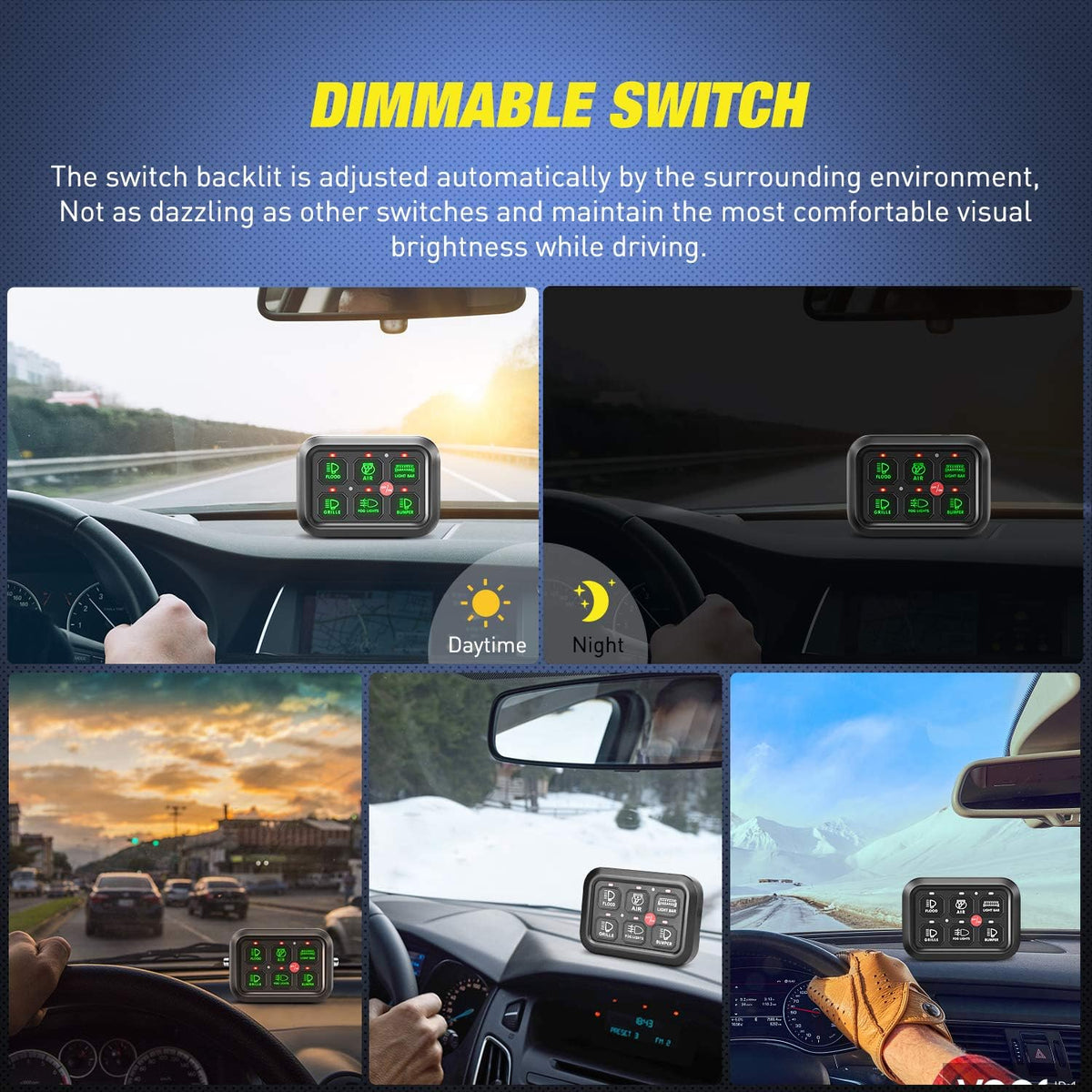 6 Gang Switch Panel Circuit Control Relay System with Fuse Wiring Harness Automatic Dimmable ON-Off LED Switch Pod U79806