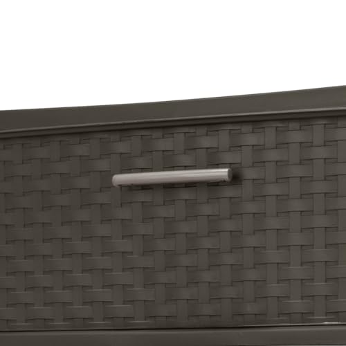Espresso 3 Drawer Plastic Weave Storage Tower B851343