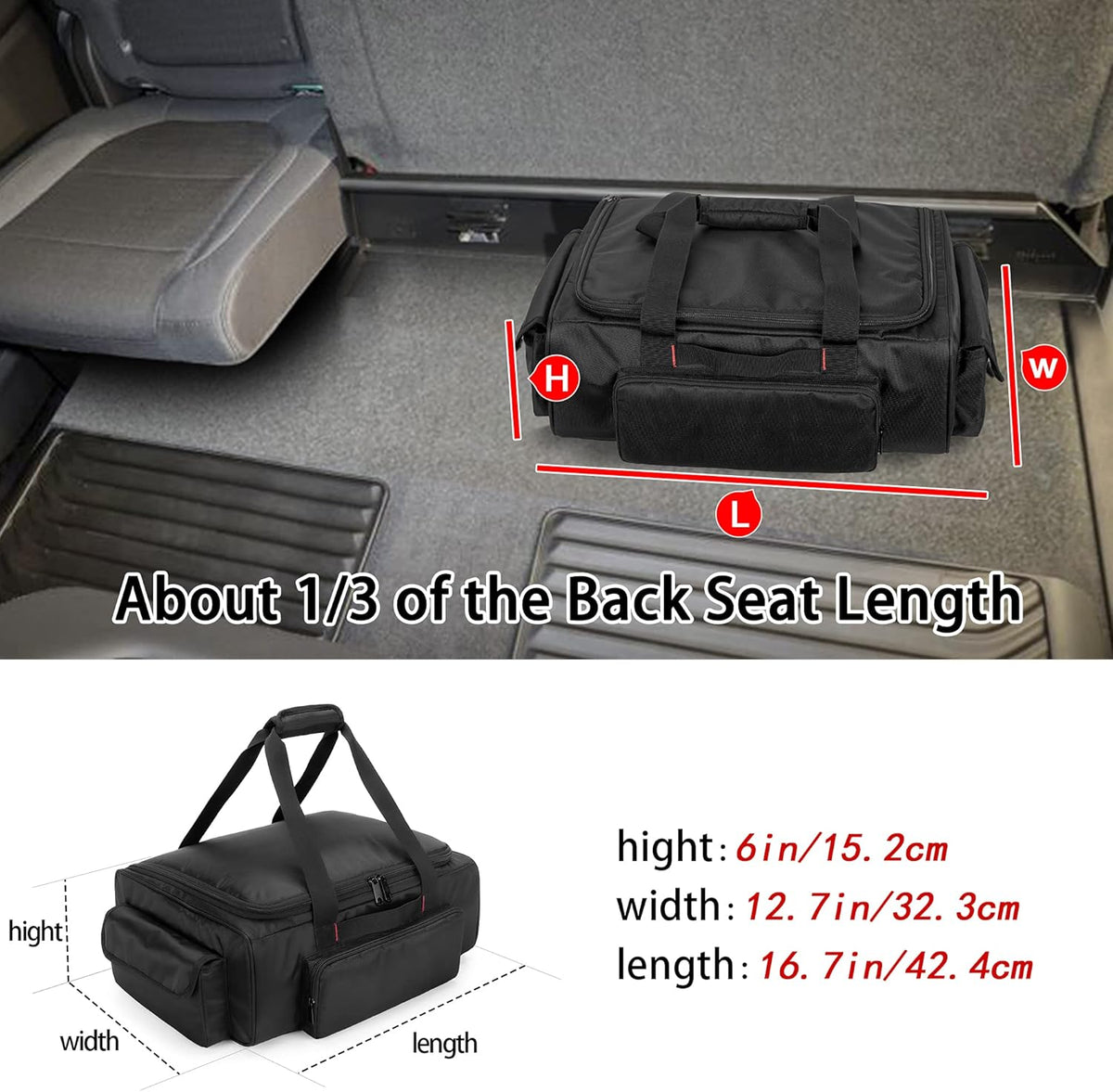 Black Underseat Truck Storage Organizer with Detachable Divider E502116