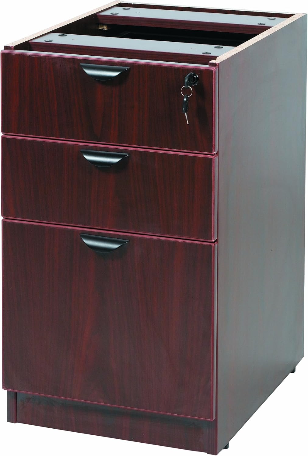 Mahogany U-Shape Desk with Pedestal File Storage and Hutch J3174