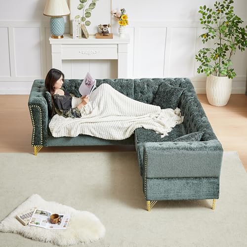 81.5" Chenille L-Shaped 5-Seater Sectional Sofa with 3 Cushions (Gray) J591463