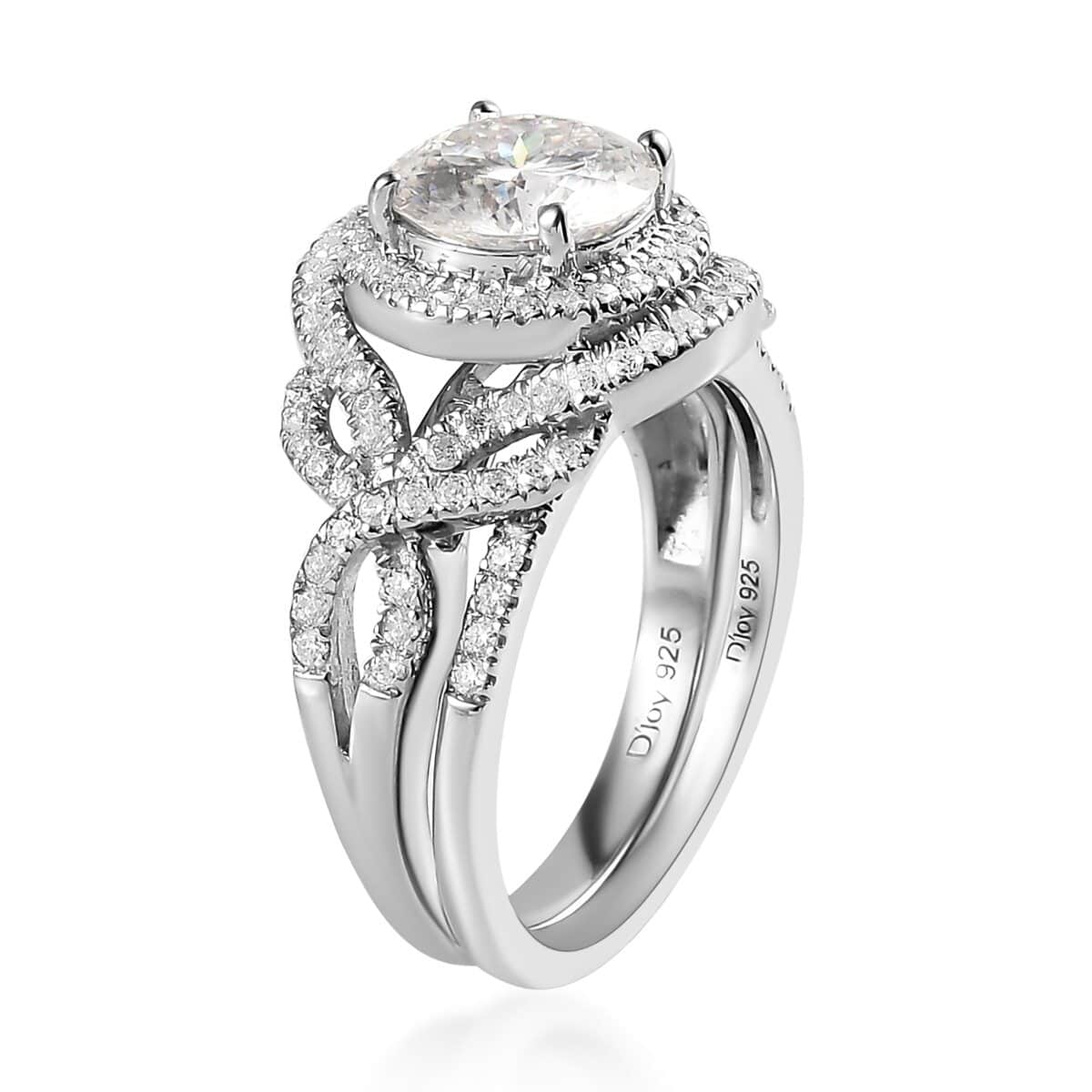 Moissanite Round 925 Sterling Silver Platinum Plated Stackable Ring Size 7 Ct 2.46 P1864