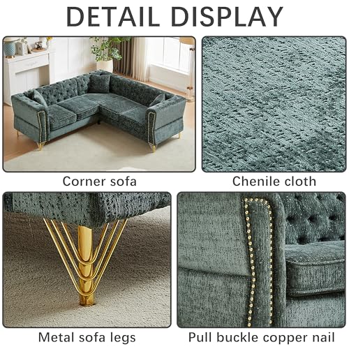 81.5" Chenille L-Shaped 5-Seater Sectional Sofa with 3 Cushions (Gray) J591463