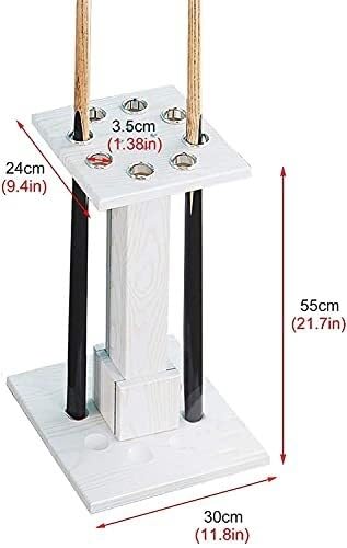 White Wooden Pool Cue Rack Stand Holds 8 Cues P43871