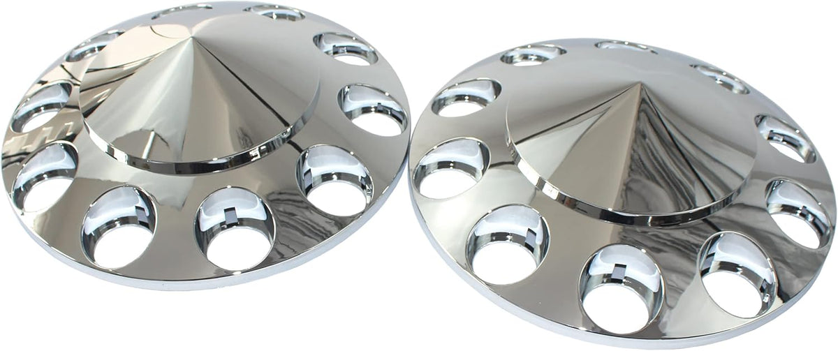 Chrome ABS Plastic Front Hub Caps Wheel Axle Covers with 33 mm Screw on Lug Nut Covers 1 Pair W7261