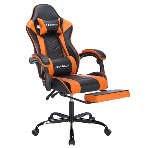 Ergonomic Gaming Chair with Footrest and Massage B864411