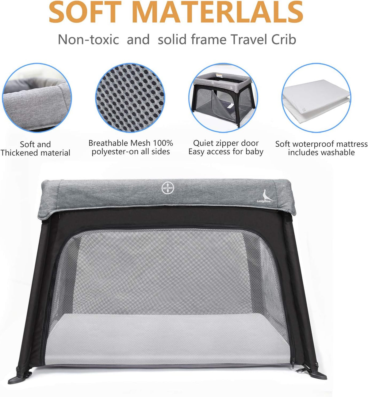 Portable Foldable Travel Crib with Carry Bag R1565
