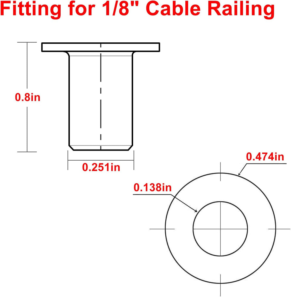 120 Pack Stainless Steel Protector Sleeves for 1/8 Wire Rope Cable Railing T564