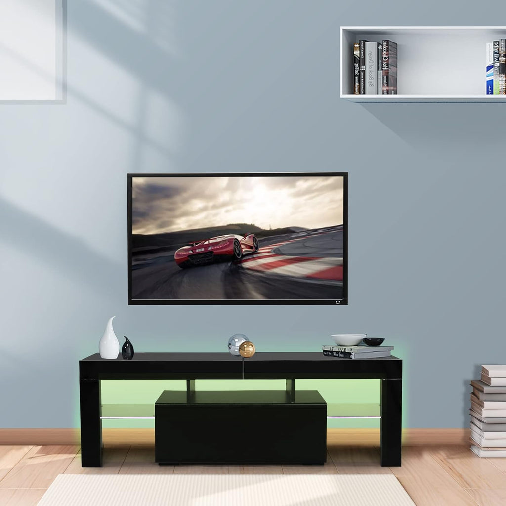 Black LED TV Stand, 51'' x 14'' x 18'' I5718